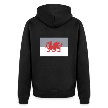 Wales - Unisex Premium Bio Zip Hoodie - Schwarz - Hinten - Nico (187cm)