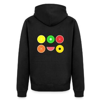 DIGITAL FRUITS - Digitale Hipster Früchte - Unisex Premium Bio Zip Hoodie - Schwarz - Hinten - Nico (187cm)