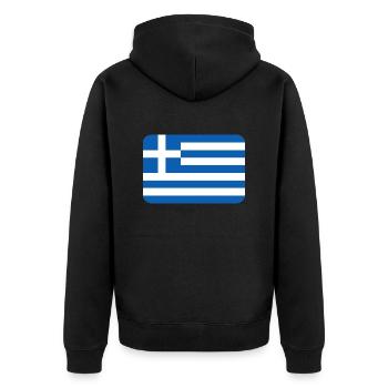 GREECE FLAG round corner 400 dpi - Unisex Premium Organic Zip Hoodie - black - Back - Nico (187cm)