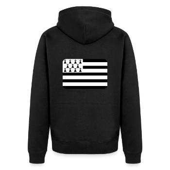 BRETAGNE FLAG round corner 400 dpi - Unisex Premium Organic Zip Hoodie - black - Back - Nico (187cm)
