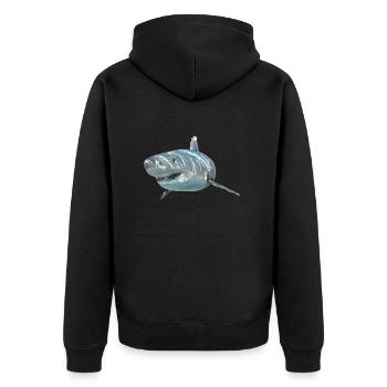 Hai 2 - Unisex Premium Bio Zip Hoodie - Schwarz - Hinten - Nico (187cm)