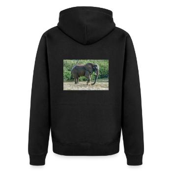 Elefant stampfte mit dem Fuß in den Sand. - Unisex Premium Bio Zip Hoodie - Schwarz - Hinten - Nico (187cm)