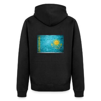 Affiche de graffiti de drapeau de mur de brique du Kazakhstan - Veste à capuche bio Premium Unisexe - noir - Dos - Nico (187cm)