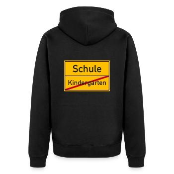Kindergarten Schulanfang ABC-Schütze Ortsschild - Unisex Premium Bio Zip Hoodie - Schwarz - Hinten - Nico (187cm)