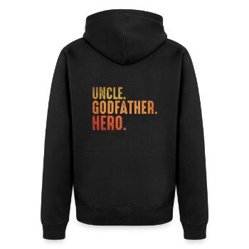 Uncle Godfather hero Uncle Godfather hero family - Unisex Premium Organic Zip Hoodie - black - Back - Nico (187cm)