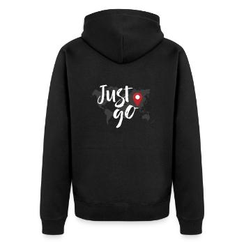 Just Go T-Shirt Travel Gift - Unisex Premium Organic Zip Hoodie - black - Back - Nico (187cm)