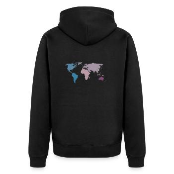 Voyage sur la carte du monde - Veste à capuche bio Premium Unisexe - noir - Dos - Nico (187cm)
