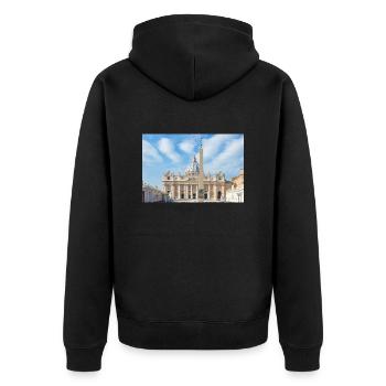 St. Peter's Square Rome Italy - Unisex Premium Bio Zip Hoodie - Schwarz - Hinten - Nico (187cm)