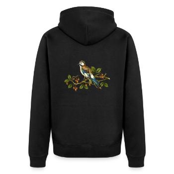 Eichelhäher - Unisex Premium Bio Zip Hoodie - Schwarz - Hinten - Nico (187cm)
