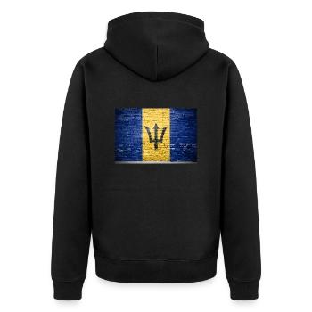 Barbados Flag Graffiti on Brick Wall - Unisex Premium Organic Zip Hoodie - black - Back - Nico (187cm)