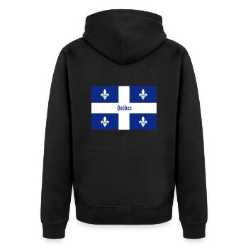 Quebec - Unisex Premium Bio Zip Hoodie - Schwarz - Hinten - Nico (187cm)