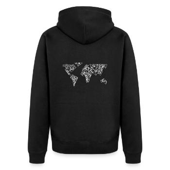 World Map - Geometric - Geography - Geography - Unisex Premium Organic Zip Hoodie - black - Back - Nico (187cm)