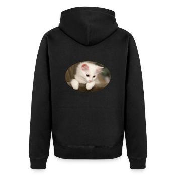 Kätzchen - Unisex Premium Bio Zip Hoodie - Schwarz - Hinten - Nico (187cm)
