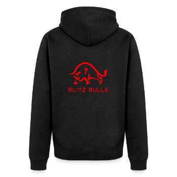 bulle rot - Unisex Premium Bio Zip Hoodie - Schwarz - Hinten - Nico (187cm)