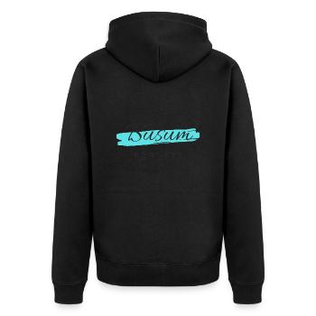 Büsum - Unisex Premium Bio Zip Hoodie - Schwarz - Hinten - Nico (187cm)
