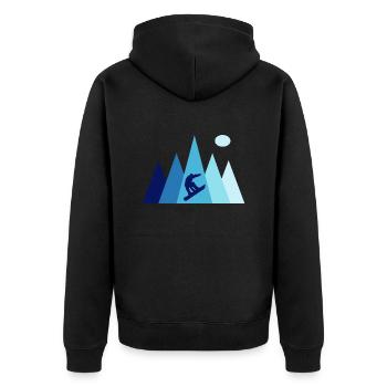 Snowboard vintage Snowboarder Berg - Unisex Premium Bio Zip Hoodie - Schwarz - Hinten - Nico (187cm)