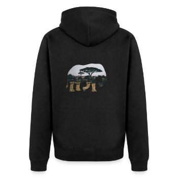 Elefant Savanne Silhouette - Unisex Premium Bio Zip Hoodie - Schwarz - Hinten - Nico (187cm)