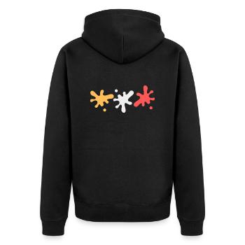 Farbflecken in lesbischen Pride Farben - Unisex Premium Bio Zip Hoodie - Schwarz - Hinten - Nico (187cm)