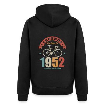 Radsport-Jubiläum Jahrgang 1952 70 Jahre - Unisex Premium Bio Zip Hoodie - Schwarz - Hinten - Nico (187cm)