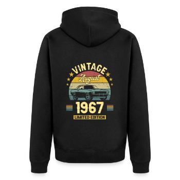 Vintage August 1967 55 years anniversary - Unisex Premium Organic Zip Hoodie - black - Back - Nico (187cm)