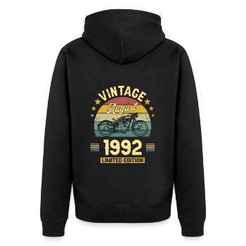 Vintage Août 1992 30 Ans Anniversaire - Veste à capuche bio Premium Unisexe - noir - Dos - Nico (187cm)