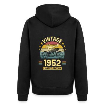 Vintage Août 1952 70 Ans Anniversaire - Veste à capuche bio Premium Unisexe - noir - Dos - Nico (187cm)