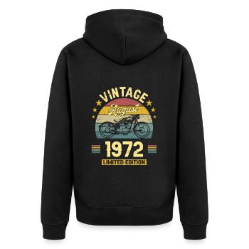 Vintage Août 1972 50 Ans Anniversaire - Veste à capuche bio Premium Unisexe - noir - Dos - Nico (187cm)