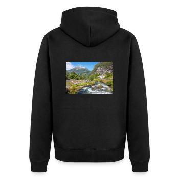 Vue panoramique de Geiranger depuis Storseterfossen - Veste à capuche bio Premium Unisexe - noir - Dos - Nico (187cm)
