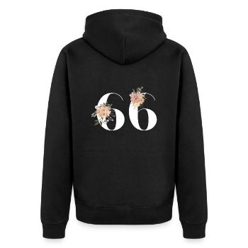 66-jähriges Jubiläum in voller Blüte (Geschenk von 66 Jahren) - Unisex Premium Bio Zip Hoodie - Schwarz - Hinten - Nico (187cm)