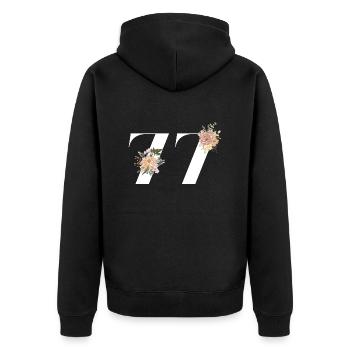 77th Anniversary Flowers (Gift of 77 years) - Unisex Premium Organic Zip Hoodie - black - Back - Nico (187cm)