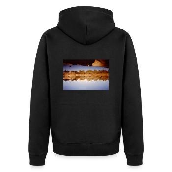 Lake Forest View - Unisex Premium Bio Zip Hoodie - Schwarz - Hinten - Nico (187cm)