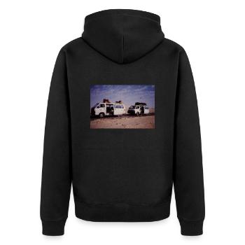 Car - Unisex Premium Bio Zip Hoodie - Schwarz - Hinten - Nico (187cm)
