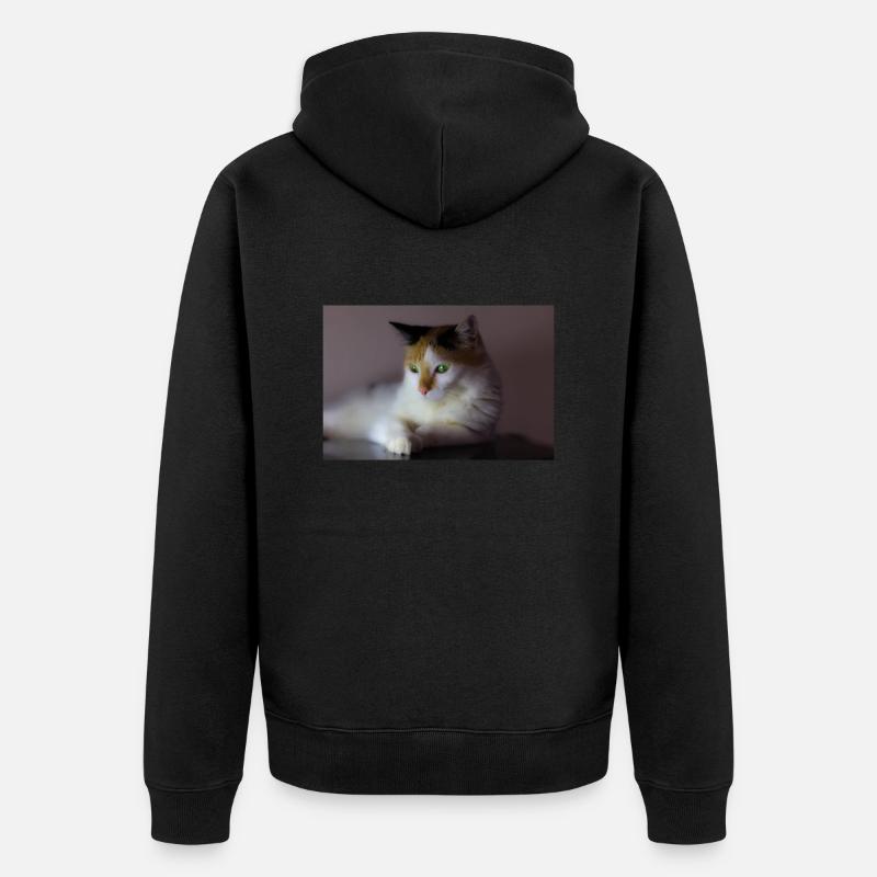 le chat au doux regard - Veste à capuche bio Premium Unisexe - noir