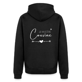 Je vais être cousine - Veste à capuche bio Premium Unisexe - noir - Dos - Nico (187cm)
