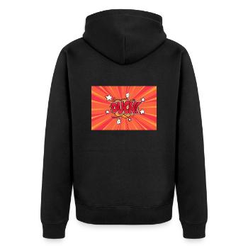 Ouch! Comic Style Bubble Graffiti Lettering - Unisex Premium Organic Zip Hoodie - black - Back - Nico (187cm)
