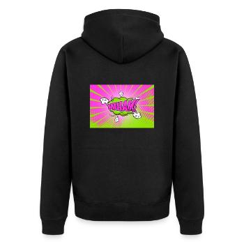 Wham! Comic Style Bubble Graffiti Lettering - Unisex Premium Organic Zip Hoodie - black - Back - Nico (187cm)