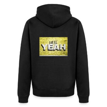 Yeah Ziegelsteinmauer Graffiti - Unisex Premium Bio Zip Hoodie - Schwarz - Hinten - Nico (187cm)