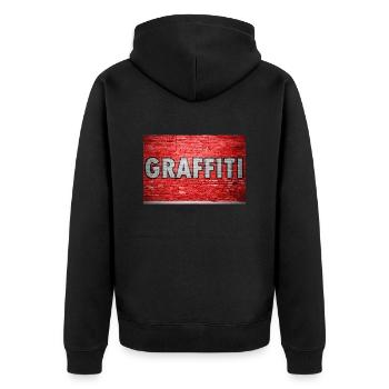 Graffiti Ziegelsteinmauer - Unisex Premium Bio Zip Hoodie - Schwarz - Hinten - Nico (187cm)