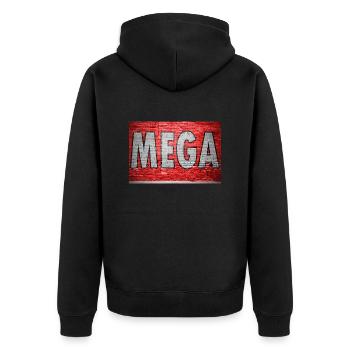 Mega Brick Wall Graffiti - Unisex Premium Organic Zip Hoodie - black - Back - Nico (187cm)