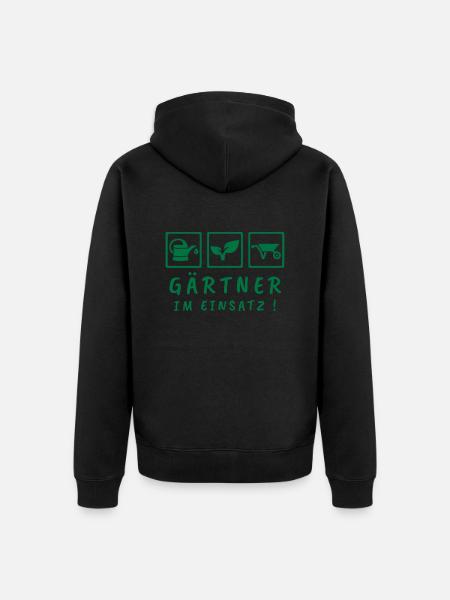 Gärtner im Einsatz - Unisex Premium Bio Zip Hoodie - Schwarz