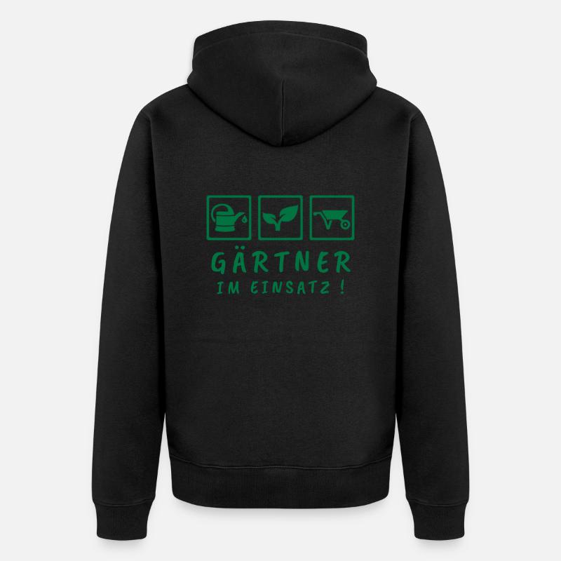 Gärtner im Einsatz - Unisex Premium Bio Zip Hoodie - Schwarz