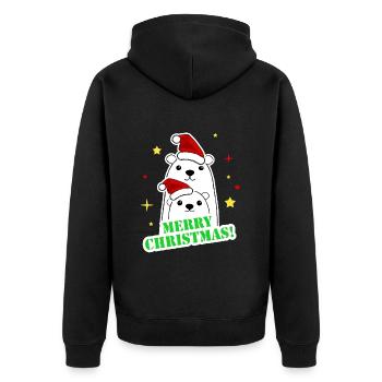 Frohe Weihnachtsfeier - Unisex Premium Bio Zip Hoodie - Schwarz - Hinten - Nico (187cm)