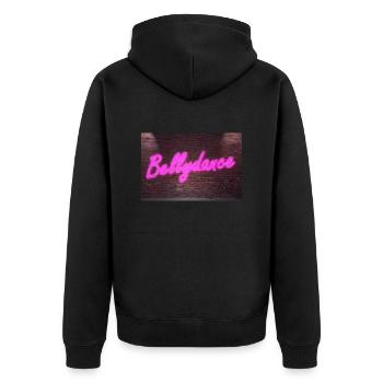 Neon Bauchtanz Schriftzug - Unisex Premium Bio Zip Hoodie - Schwarz - Hinten - Nico (187cm)