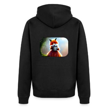 Fuchs im Kleid Füchsin - Unisex Premium Bio Zip Hoodie - Schwarz - Hinten - Nico (187cm)