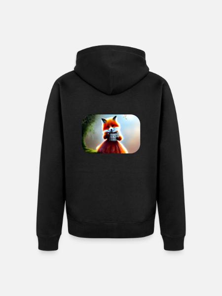 Fuchs im Kleid Füchsin - Unisex Premium Bio Zip Hoodie - Schwarz
