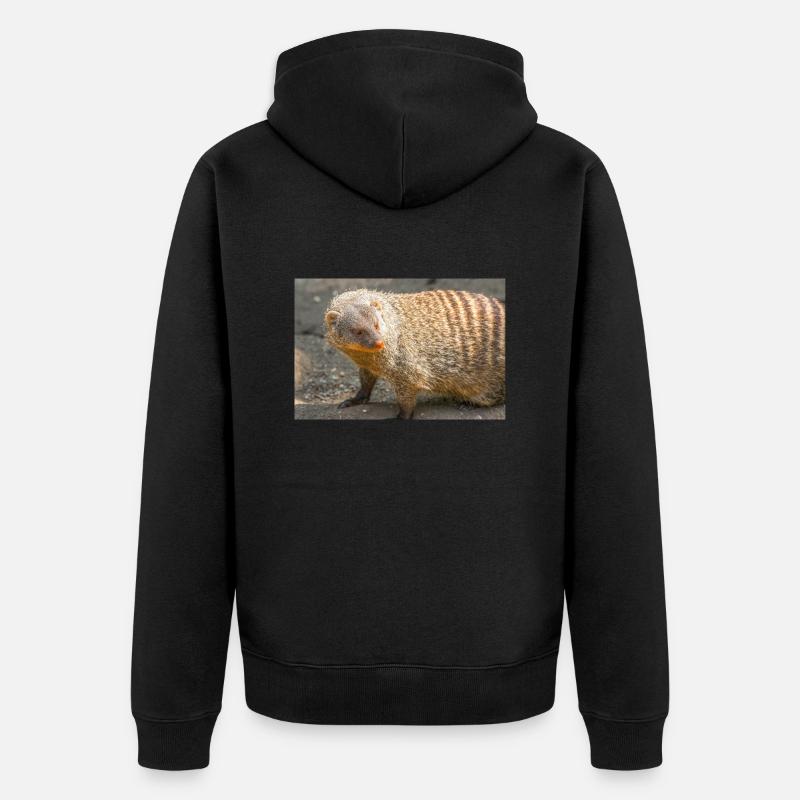 Gebänderte Manguste oder Zebramanguste - Unisex Premium Bio Zip Hoodie - Schwarz