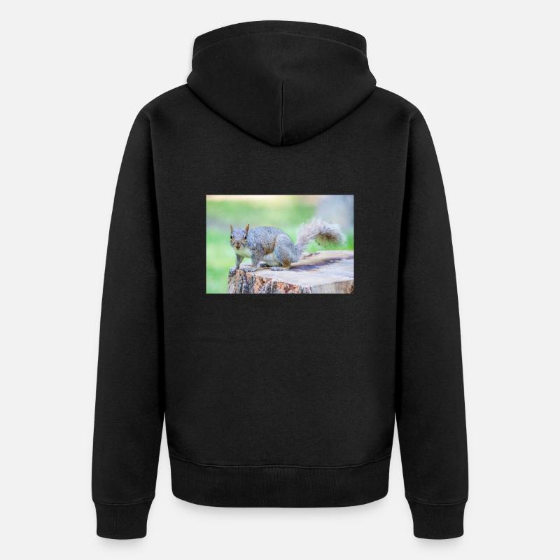 Grauhörnchen Sciurus carolinensis - Unisex Premium Bio Zip Hoodie - Schwarz