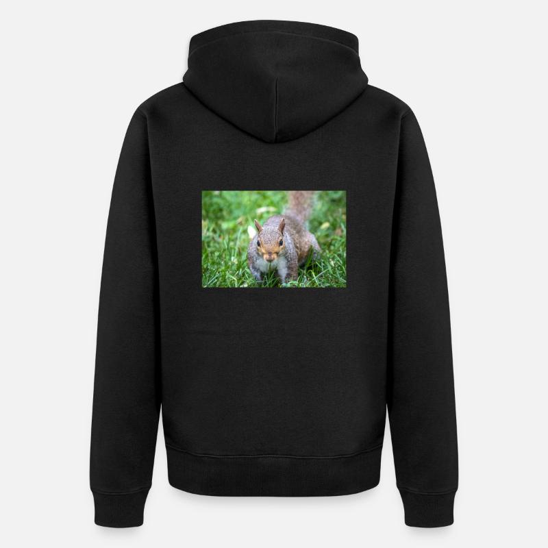 Grey squirrel Grauhörnchen Sciurus carolinensis - Unisex Premium Organic Zip Hoodie - black