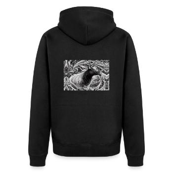 Taureau de Camargue abstrait - Veste à capuche bio Premium Unisexe - noir - Dos - Nico (187cm)