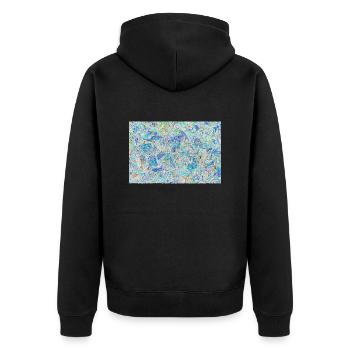 Buntes Farbmosaik - Unisex Premium Bio Zip Hoodie - Schwarz - Hinten - Nico (187cm)